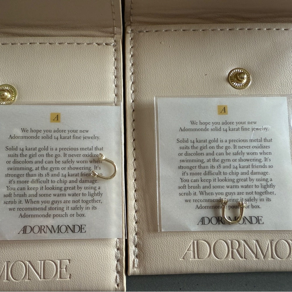 NWT - Adornmonde Frankie U-Hoop (5mm) 14k Gold Lab diamond - Set of 2!